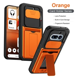 Matte Silicone Wallet Case with Card Slot and Bracket for Nothing Phone (4a) (KaB - Orange)