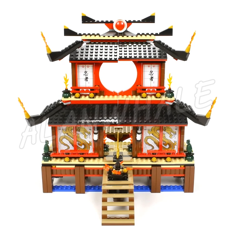 1210pcs Shinobi Fire Temple Fully Poseable Dragon Sword of Fire Skeleton Army 79140 Building Block Toys