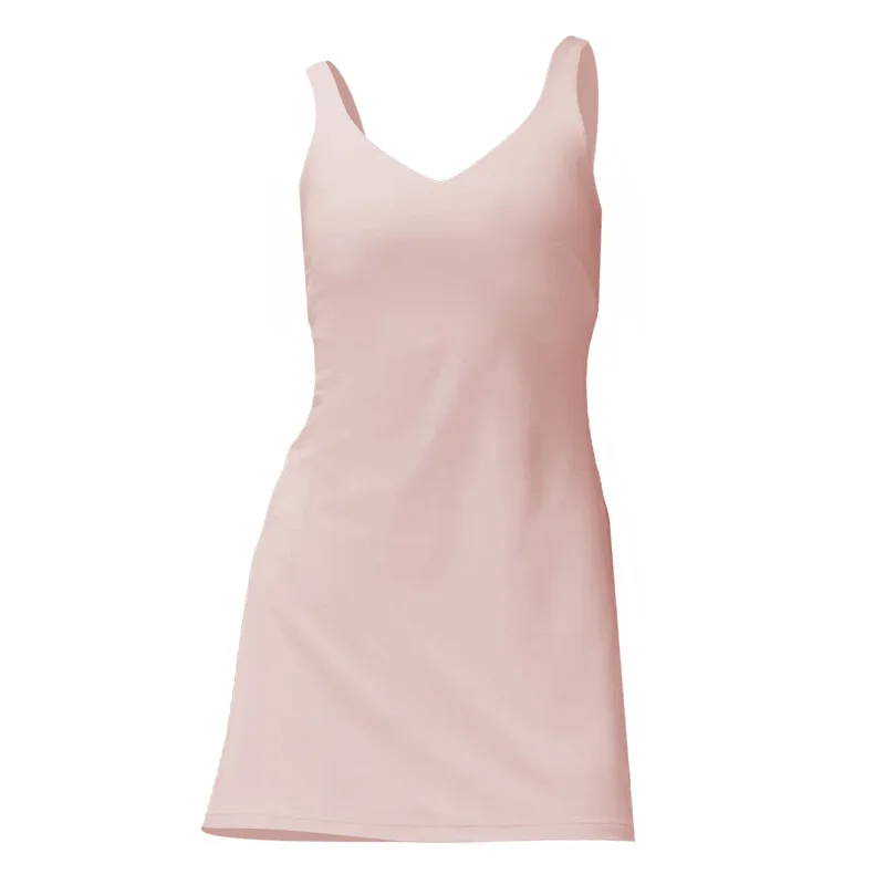 Summer Women's Sports dress Lined Skirt Nylon High Elastic Breathable U-Back Vest with Chest Pad