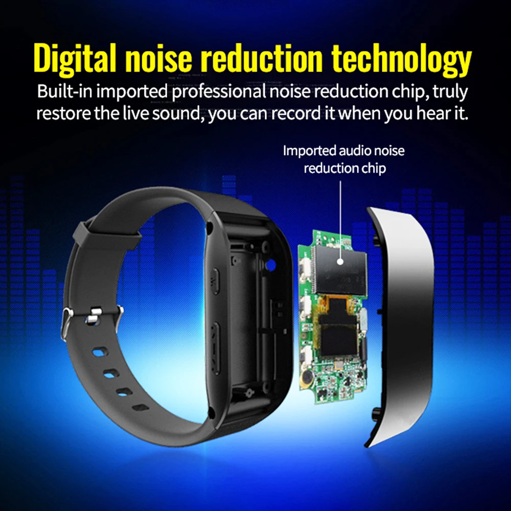 Digital Voice Recorder 4-32G Wrist Watch Noise Reduction Audio Dictaphone WAV MP3 Player Sound Activation Recording Pen
