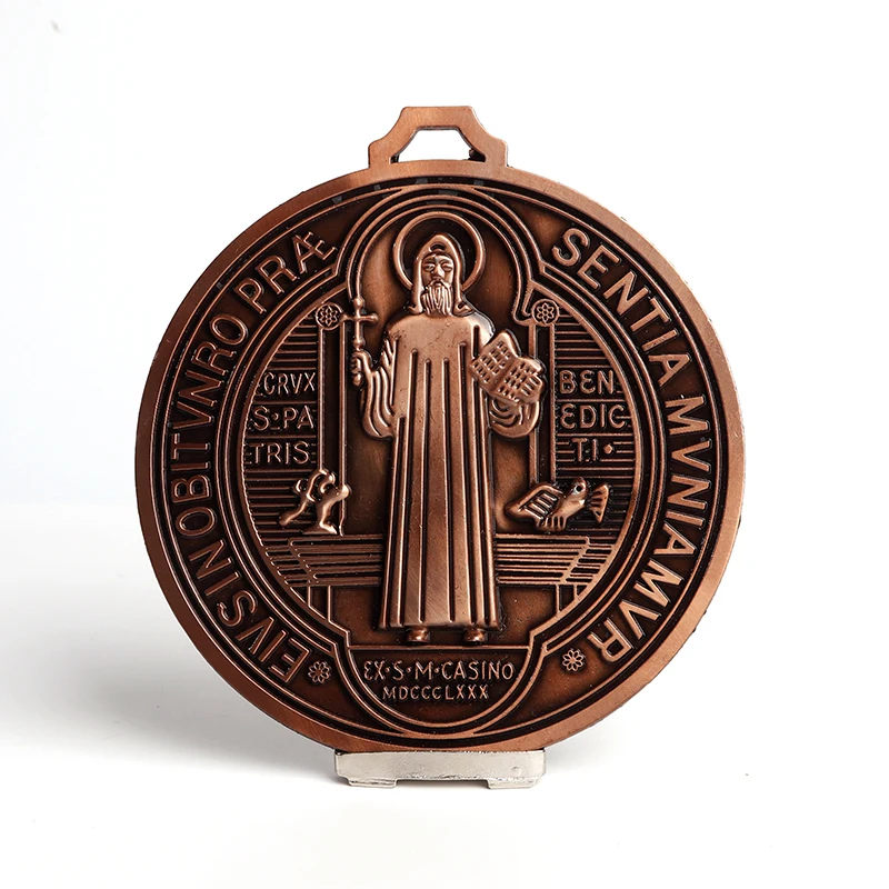 Retro Color St. Benedict Cross Ornament Pendant Gift Catholic Christian Religion Icon Home Car Decoration Articulos Religiosos