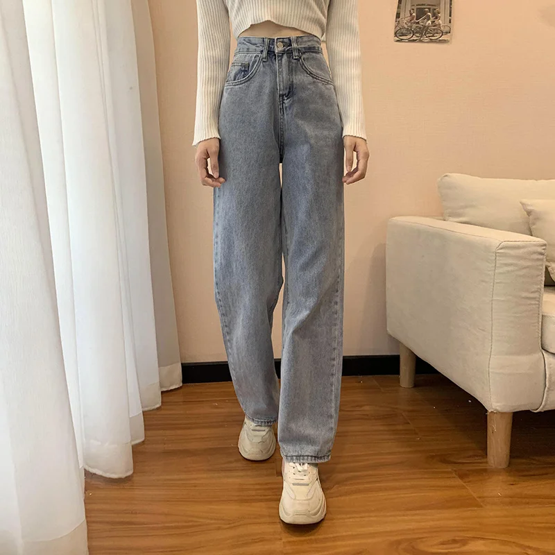 High Waist Denim Pants  2022 New Spring  Autumn  Korean Streetwear  Straight   Jeans For Teenage Girls jeans pant