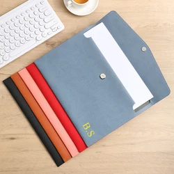 Customization Name Waterproof Pu Leather A4 Business Briefcase File Folder Document Paper Organizer Storage Bag