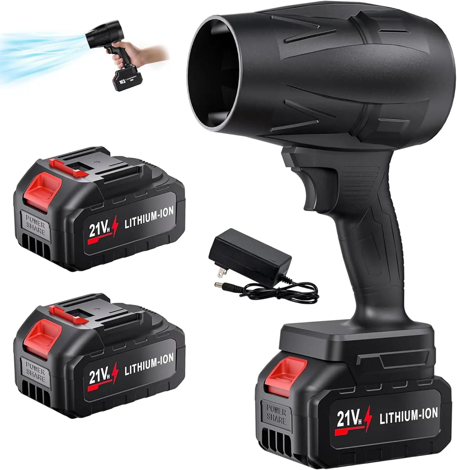 Cordless Leaf Blower, Lightweight Handheld Turbo Jet Blower 130000 RPMPortable Dust Cleaner with Adjust, 2*2.0Ah Battery Powered