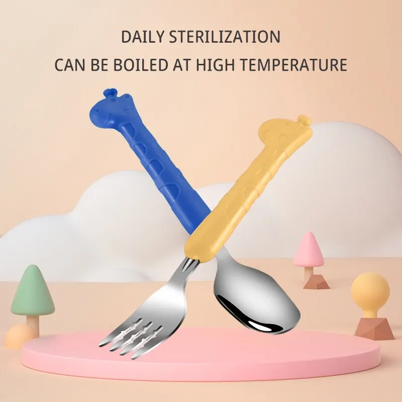 Baby Cutlery 2PCS Childrens Tableware 304 Food Grade Stainless Steel Knife And Fork Baby Eating Training Utensils