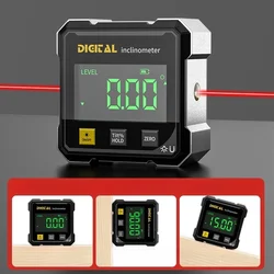 Pocket Electronic Digital Protractor with Multifunctional Angle Finder and 360° Measurement Laser Level (Black)