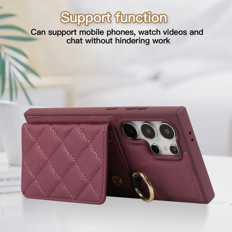 Crossbody Leather Wallet Phone Case with Lanyard and Card Holder Slots