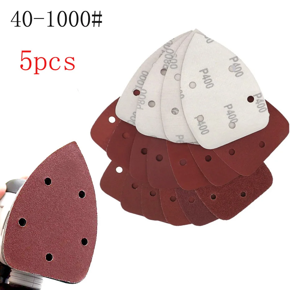 

5pcs 5 Holes Self-adhesive Sandpaper 40-1000Grit Triangle Sander Sand Paper Abrasive Sandpaper Disc For Sanders Polishing Tools