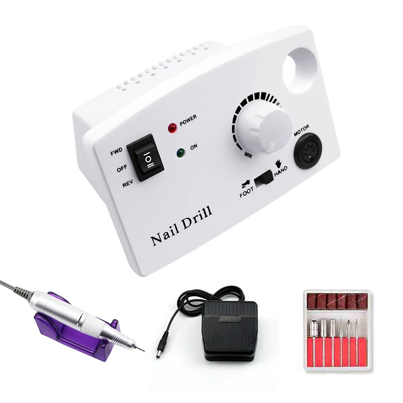 

35000RPM Electric Nail Drill Machine Manicure Pedicure Professional Nail Lathe Low Noise Cutters Nail File Kit