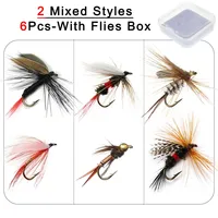 6Pcs Fly Fishing Lure Insects Different Mixed Styles Flies Fishing For Trout Nymph Dry Flies 1