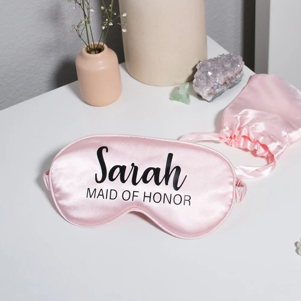 Personalized Sleep Eye Mask with Gift Bag Bridesmaid Eye Mask for Mother's Day Birthday Wedding Favors Customized Monogram Name