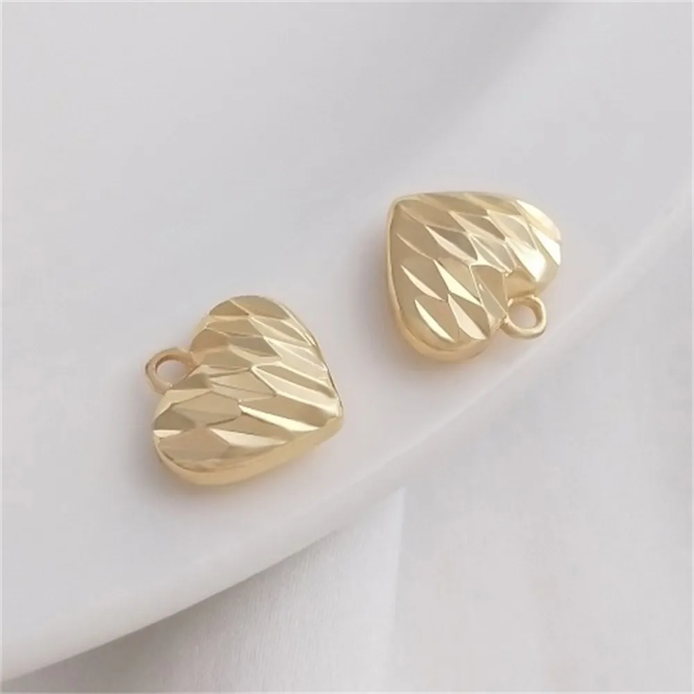 

14K Gold-filled Batch Flower Peach Heart Pendant Faceted Diamond Heart Pendant DIY Bracelet Earrings Jewelry Charms Pendant K350