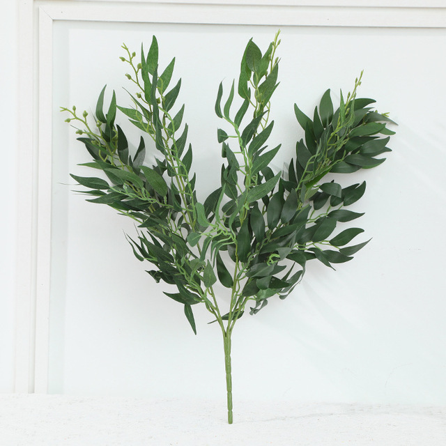 Willow Bouquet Fake Green Leaves for Wedding Home Garden Vase Decoration Jungle Party DIY Artificial Plants Wreath