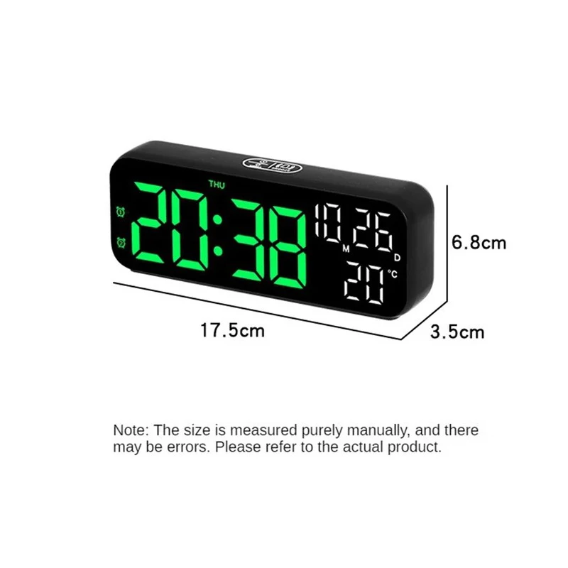 Wall Clock Digital Alarm Clock LED Temperature and Date Week Display Night Mode Table 12/24H Electronic LED Alarm Clocks digital wall clock