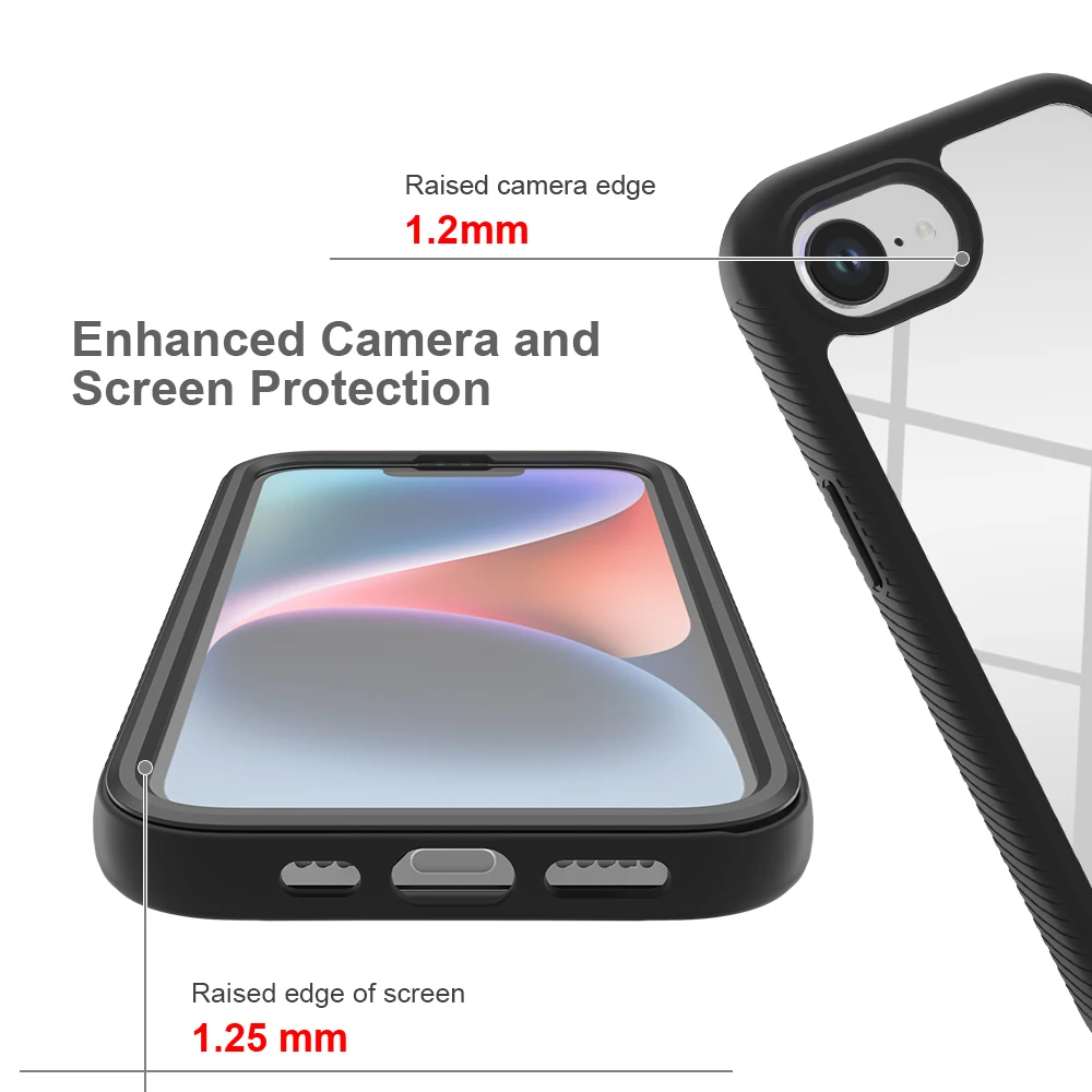 Ultimate 360° Protection Transparent Shockproof Phone Case with PET Screen Film