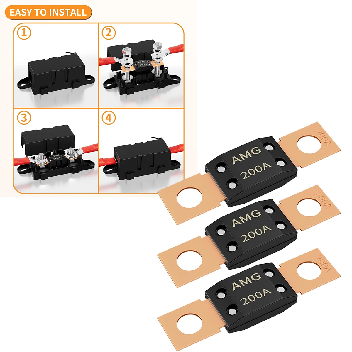 2Pcs 50A/60A/100A/150A/200A MEGA Fuse High Current Bolt Mount Automotive Fuse for Cars Trucks Construction Vehicles