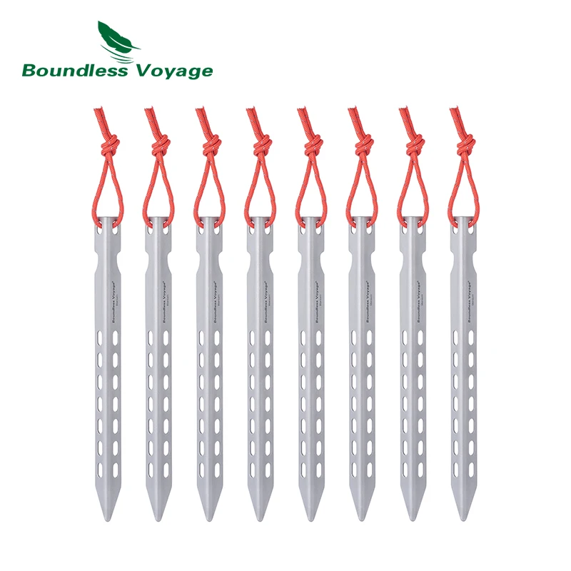 Tent Pegs Camping Tent Accessories Camping Tent Fasteners Boundless Voyage Titanium Pegs Outdoor Camping V-type Tent Stakes Portable Tent Titanium Nail Ti4008P
