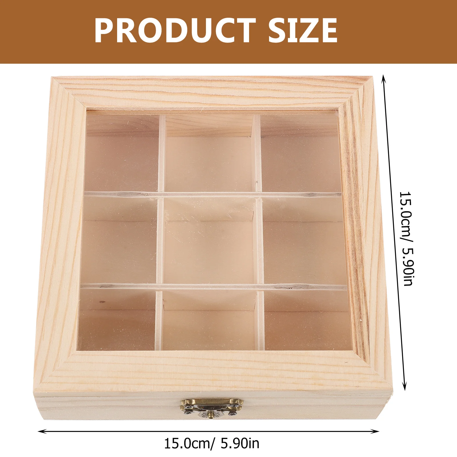 Tea Tin Box Tea Canister Sugar Packet Holder Tea Bag Organizer Glass Container 15x15x5cm