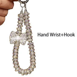 Elegant Rhinestone Bow Bracelet and Crystal Ring Phone Charm Strap (As Photo)