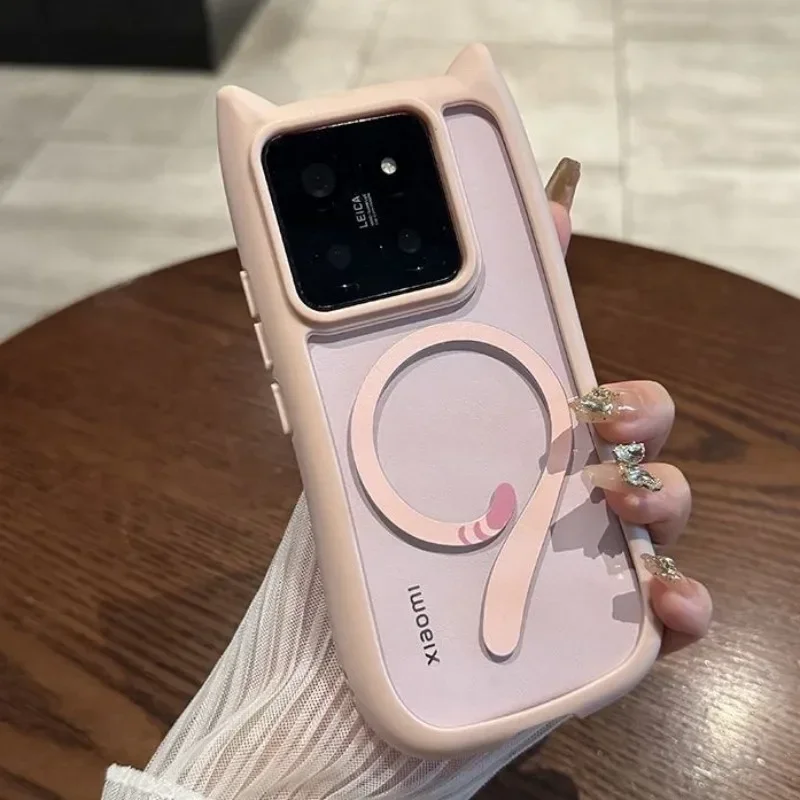 Luxury Magnetic Cat Ear Clear Case - Shockproof & Wireless Charging Cover