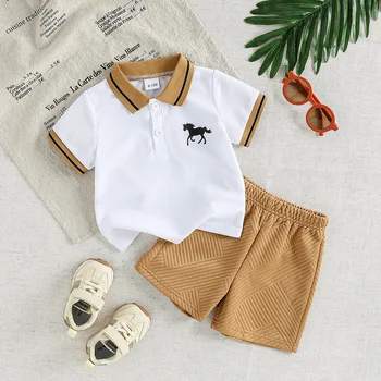 Baby Boy Clothes Set T-shirt+Shorts Summer Clothing Cute Cartoon Baby Boy Outfit Set Infant Toddler Tee Shirt Pants for 1-3Y 1