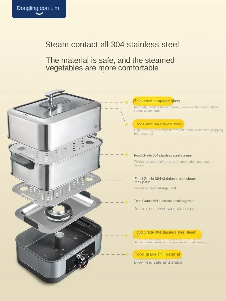 Donlim DL-1005 Multi-functional Household Multi-layer Stainless Steel Steamer Breakfast Reservation Machine 4