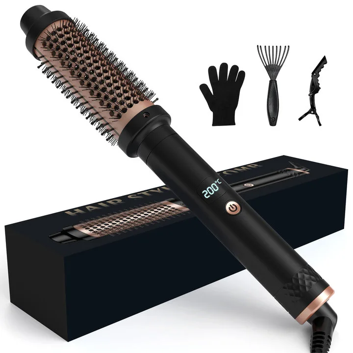 3-in-1 Multifunctional Straightening Curling Hot Brush Portable Travel Ionic Hair Styling Comb Fast Heating for Thick/Fine Hair