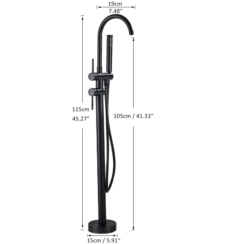 Shower Set Bathtub Faucet Shower Faucet Bathroom Matte Black Floor Standing Bathtub Faucet Shower Faucet 360 Rotation Swivel Spout With ABS Handshower Tap Mixer Shower