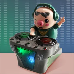 Dj porco brinquedo música dinâmica luz elétrica balanço porco dança pouco bonito porco brinquedo das crianças engraçado presentes de natal