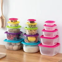 5Pcs/Set Sealed Square Round Crisper Refrigerator Rainbow Food Storage Boxes Preservation Box Container Kitchen Supplies 1