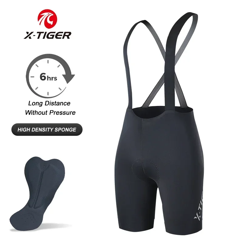 Men's Racing Bib Shorts Outdoor Casual Summer Mesh Breathable Cool Bib Shorts Sponge Padded Mountain Road Riding X-TIGER