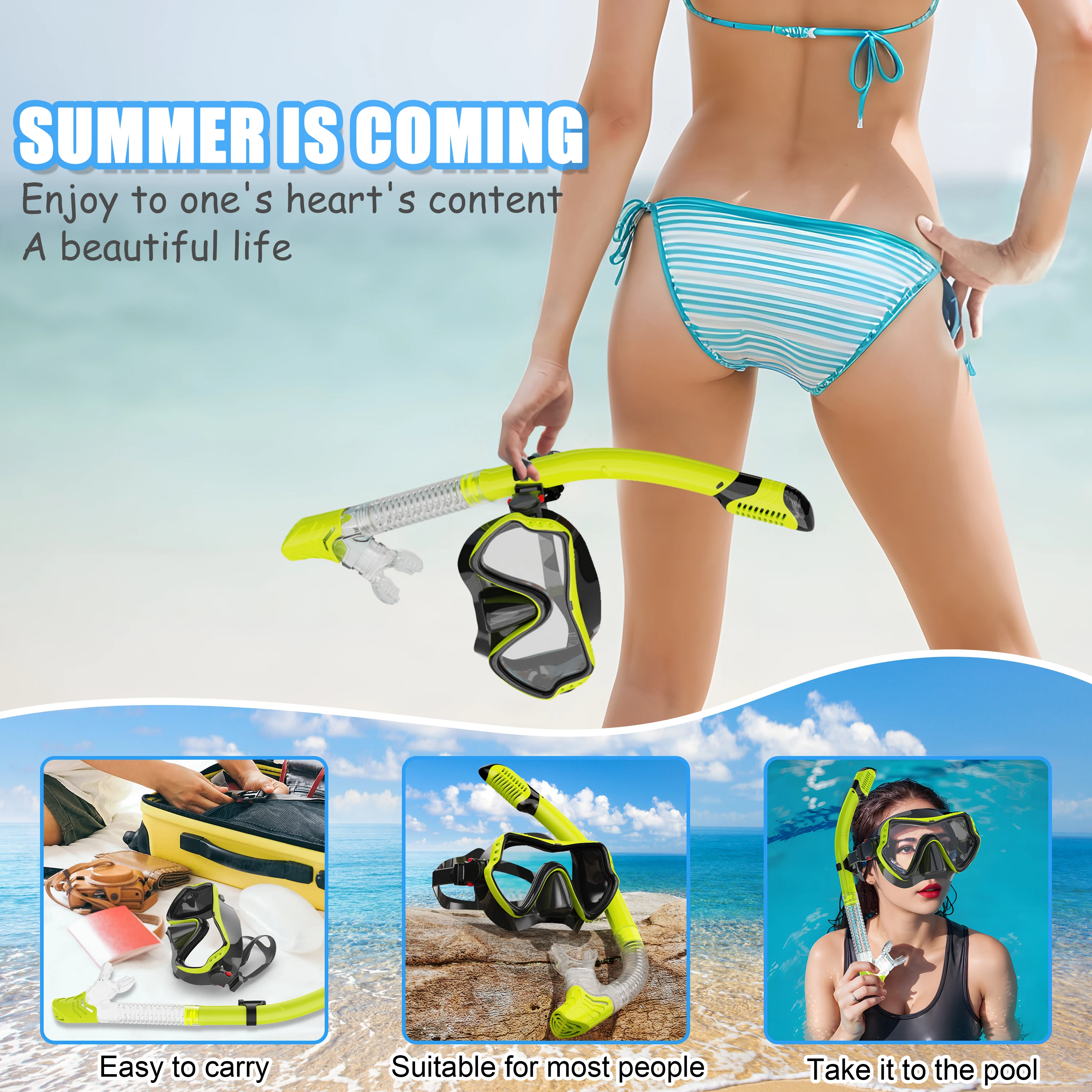 Professional Snorkeling Diving Mask Free-Diving Set Adult Scuba Diving Silicone Skirt Anti-Fog Tempered Glass Swimming Masks