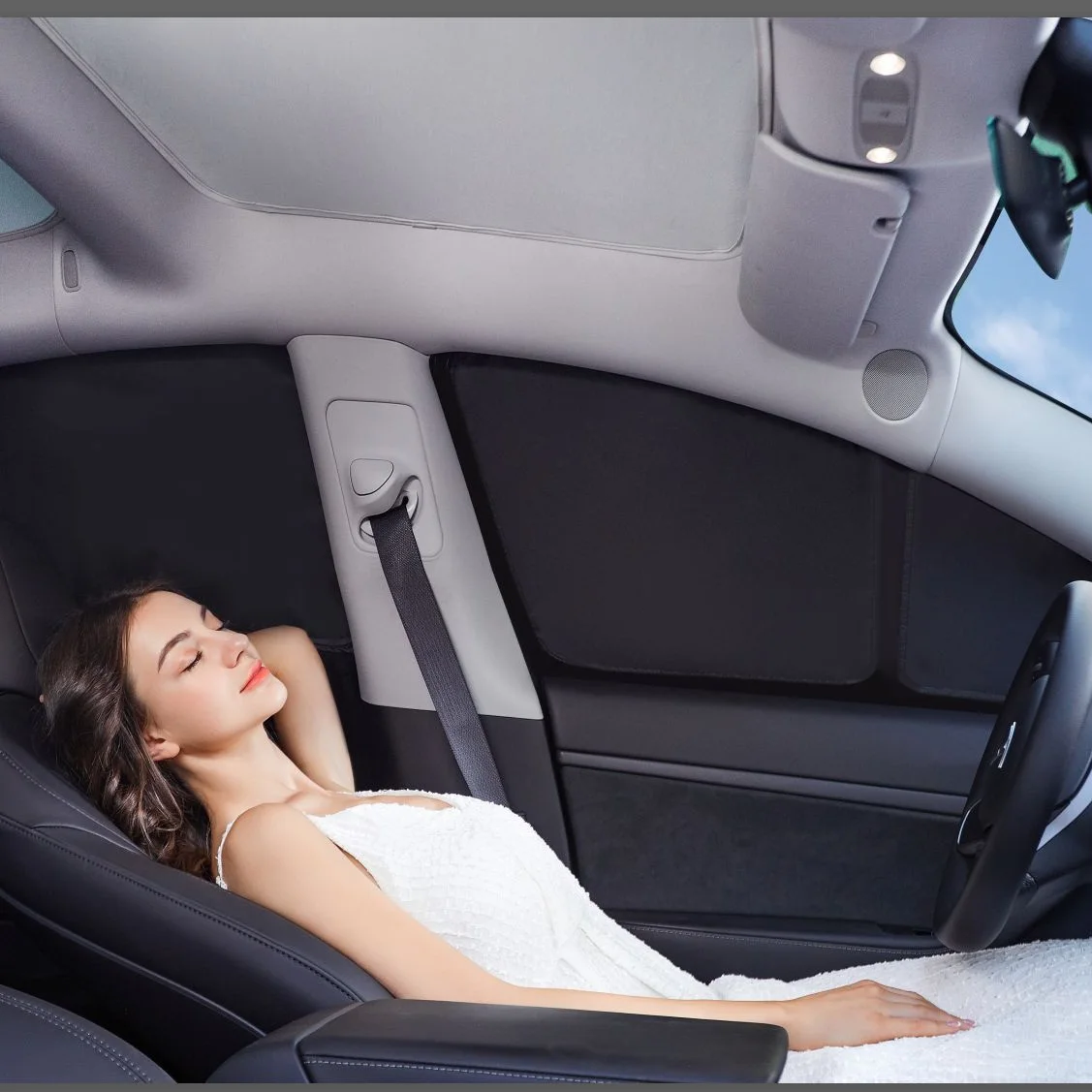 Tesla Model 3 S X Y Juniper 2025 용 사이드 윈도우 개인 정보 보호 차양 전면 후면 유리 블라인드 차양 캠핑 하이킹