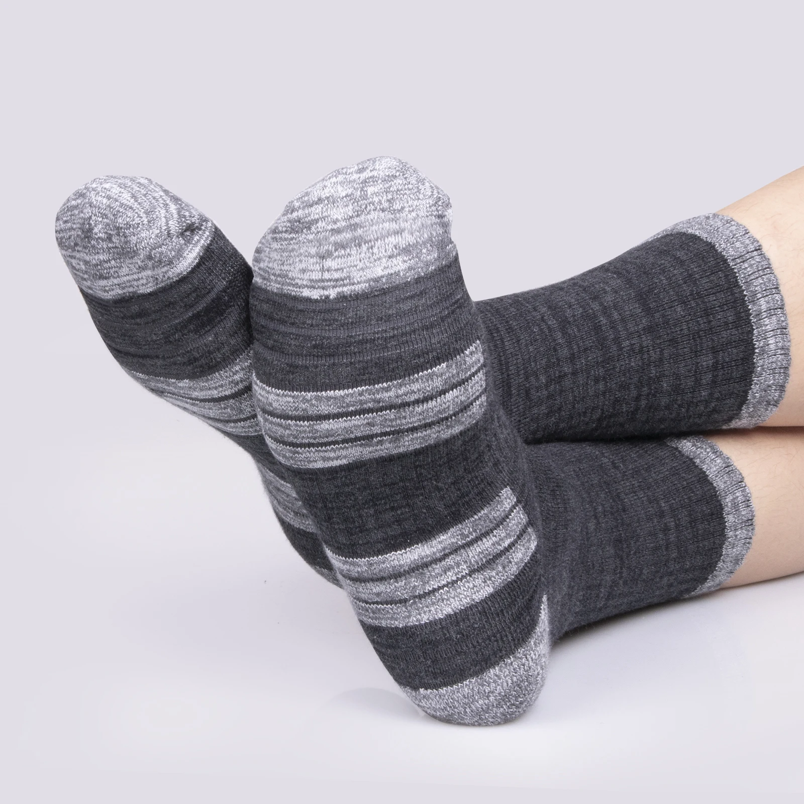 YUEDGE Men's Terry Cushion Cotton Crew Socks Outdoor Hiking Walking Backpacking Trekking Athletic Sports Socks 37-46 EU 5 Pairs