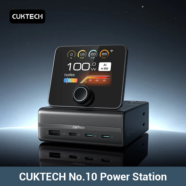 CUKTECH 10 Charging Station 120W GaN USB-C Charge AC Socket 2.8" Screen For Xiaomi iPhone 17 MacBook Laptop Work with Mi home 1