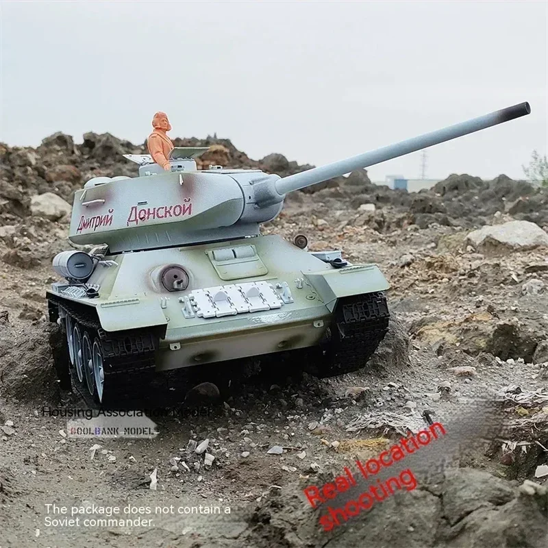 Russian Tank 1:16 Rc T34/85 Painted Snow Version Tank Competitive Gun Turret Rotating Remote Control Simulation Model Toy 6