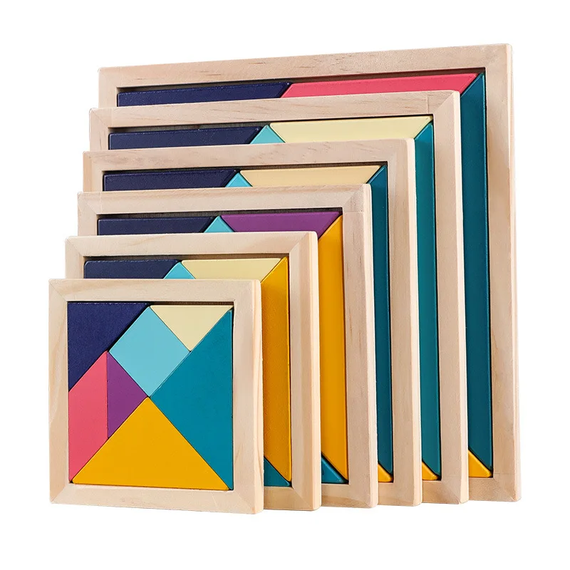 

Wooden 3D Jigsaw Tangram Puzzle Thinking Training IQ Brain Game Baby Montessori Learning Educational Toys for Kids Children 3Y+