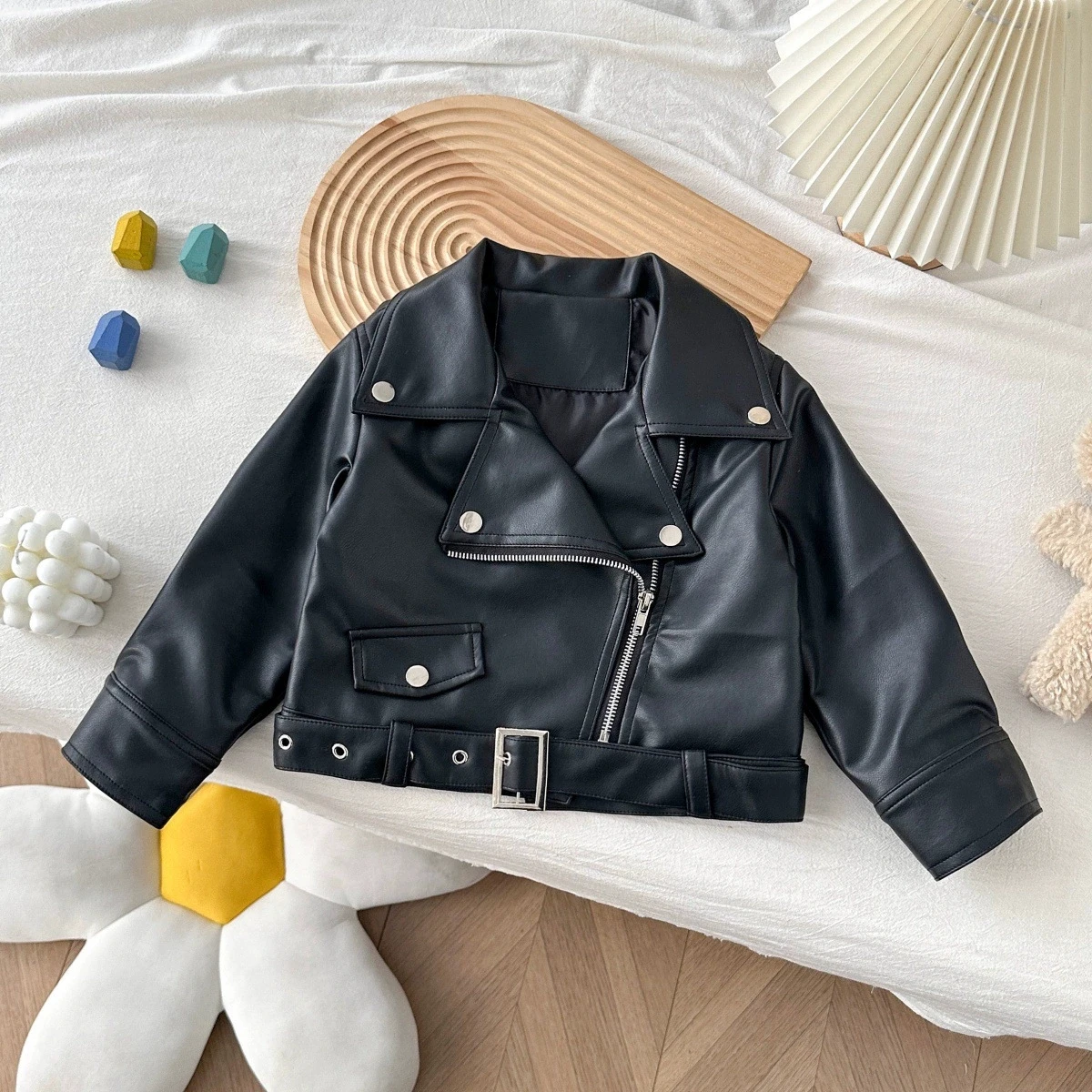 2 3 4 5 6 8 Years Girls Jacket Spring Autumn New Fashion Artificial Leather Coat For Kids Leisure Stain Resistant Outerwear