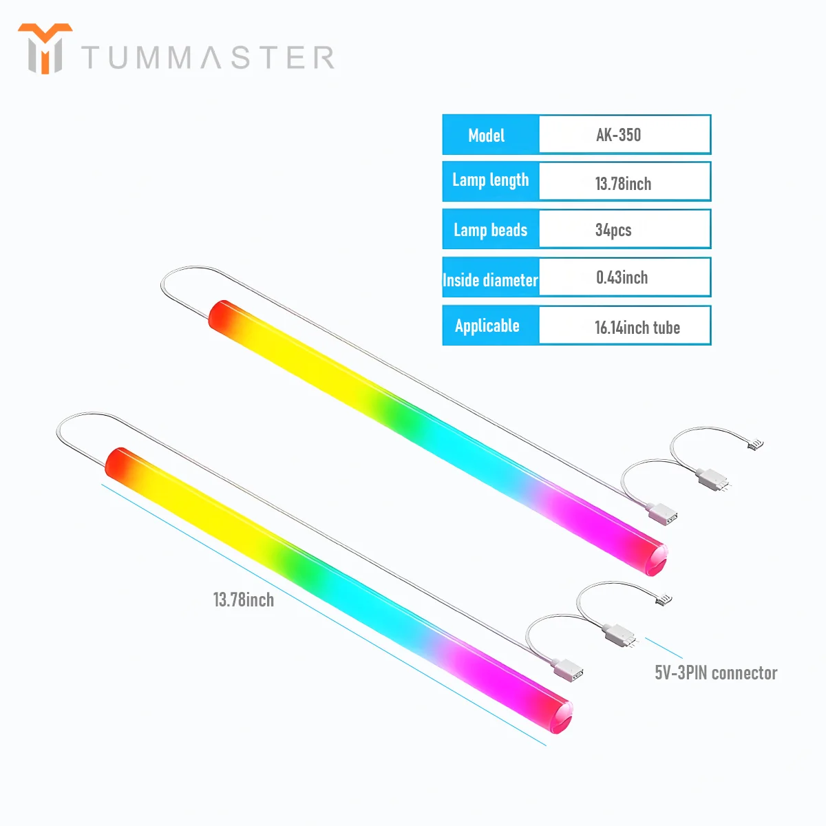TUMMASTER ARGB 수냉 슬리브 5V3 핀 소프트 실리콘 수냉 라이트 발광 튜브 PC 케이스 장 게이밍 케이스