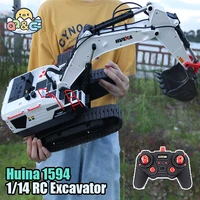 Huina 1/14 RC Excavator 1594 Alloy 2.4Ghz Radio Controlled Truck Car 22 Channel Engineering vehicle Toys for Boy Kid Gift 1