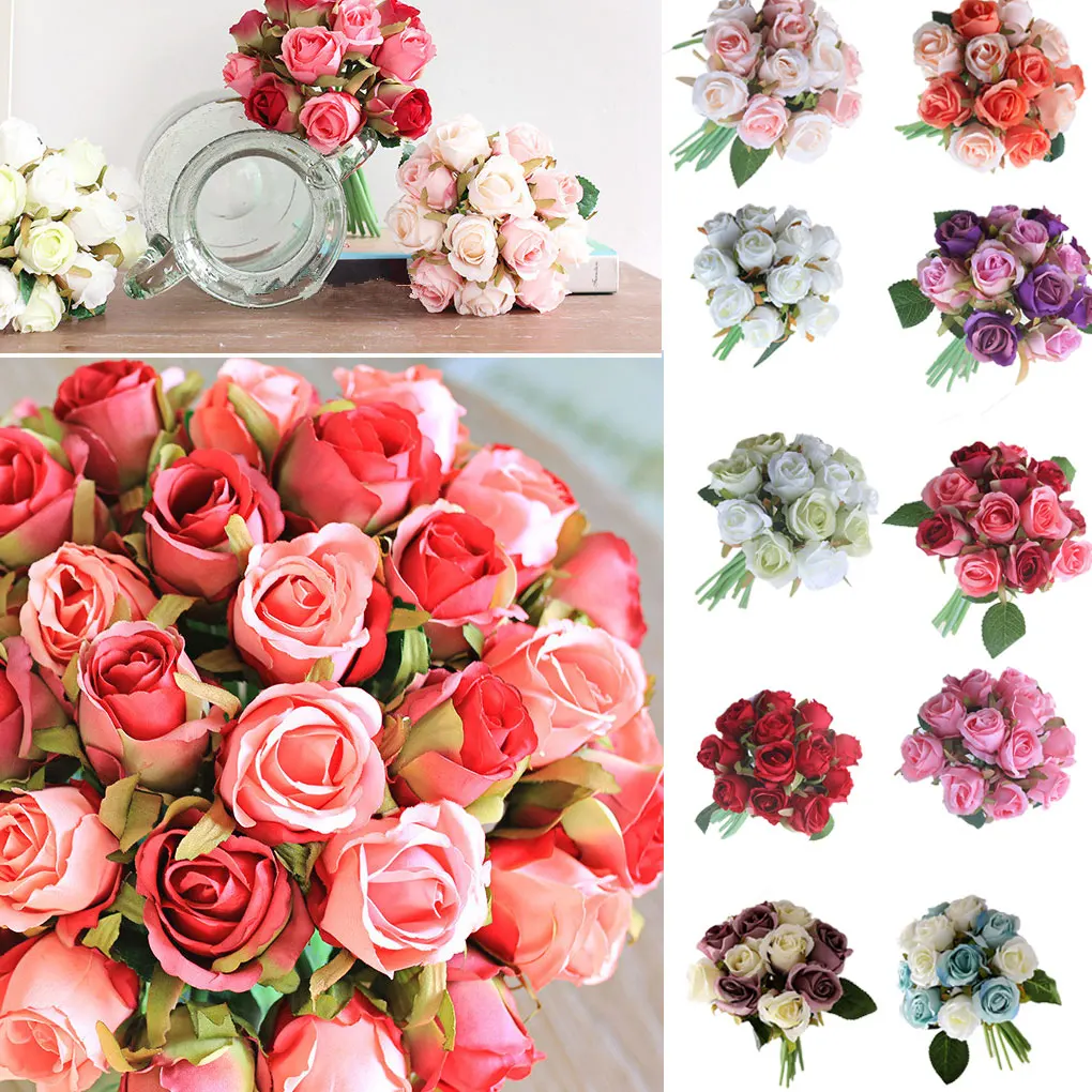 

12 Pieces Artificial Rose Flower Portable Fake Flowers Bedroom Wedding Parties Festival Photographing Decoration