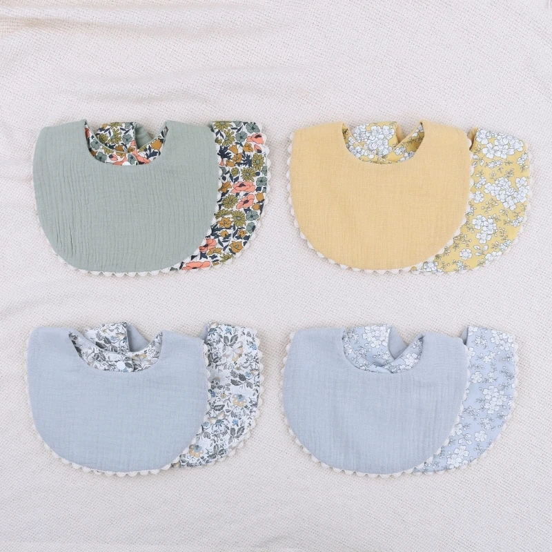 Thickening Cotton Gause Baby Bibs Absorbent Baby Lace Bib Newborn Accessories Burp Cloths Bandana Scarf Stuff For Boys Girls 2