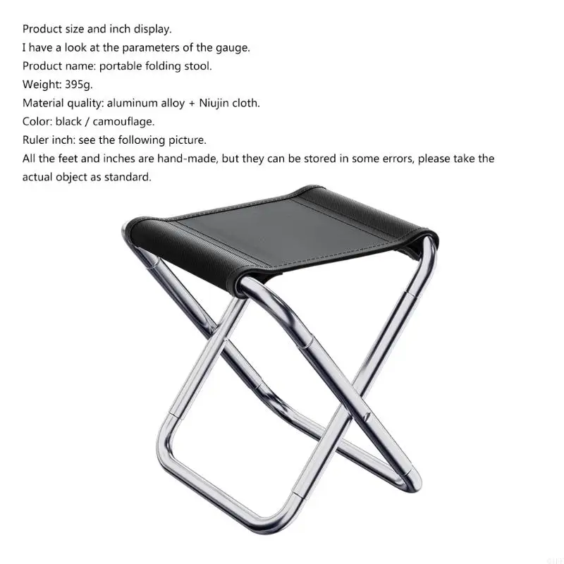 Q1FF Lightweight Aluminum Alloy Chair Camping Foldable Stool Collapsible Fishing Stool Small for Adults Kids, Outdoor