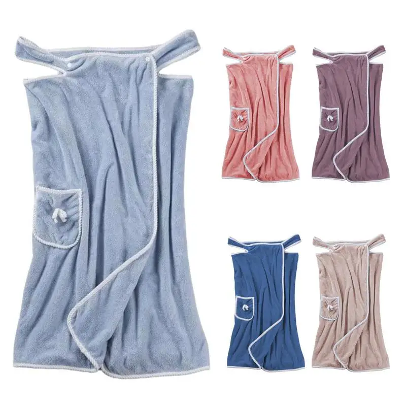

Bath Robe Towel Bath Towel Wrap Fast Dry Body Towel Super Absorbent Coral Velvet Body Drying Towel Quick Dry Wearable Towel Wrap