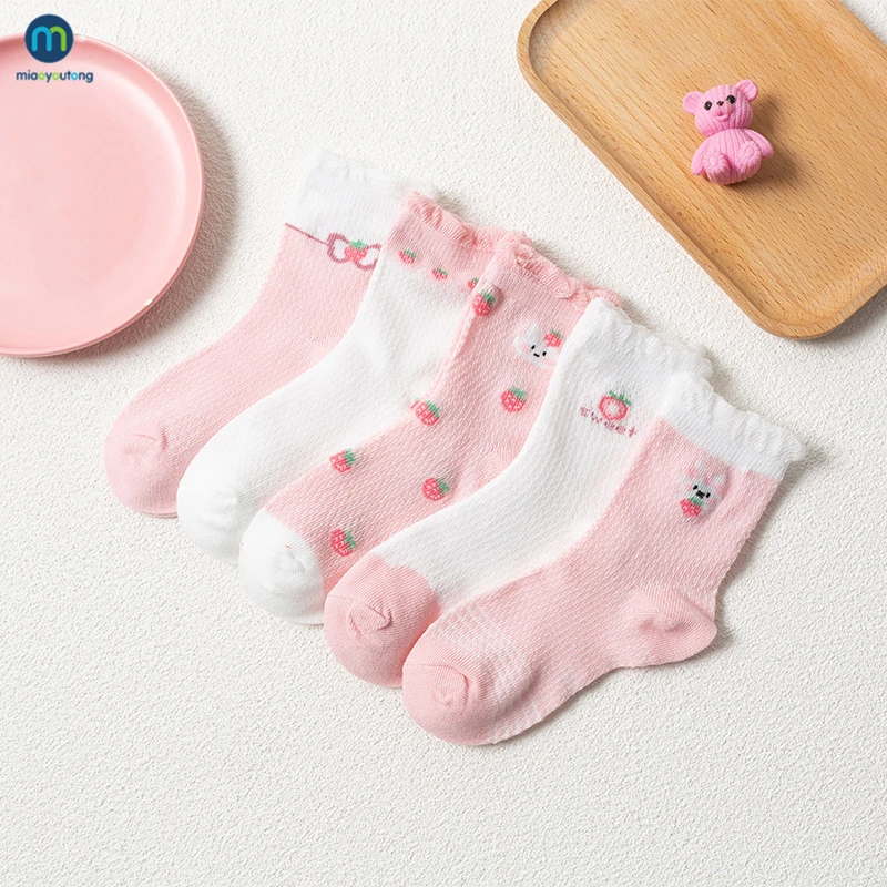 5 Pairs/Lot Baby Socks Summer Cotton Kids Socks Cartoon Colorful Girls Mesh Cute Newborn Boy Toddler Children Miaoyoutong