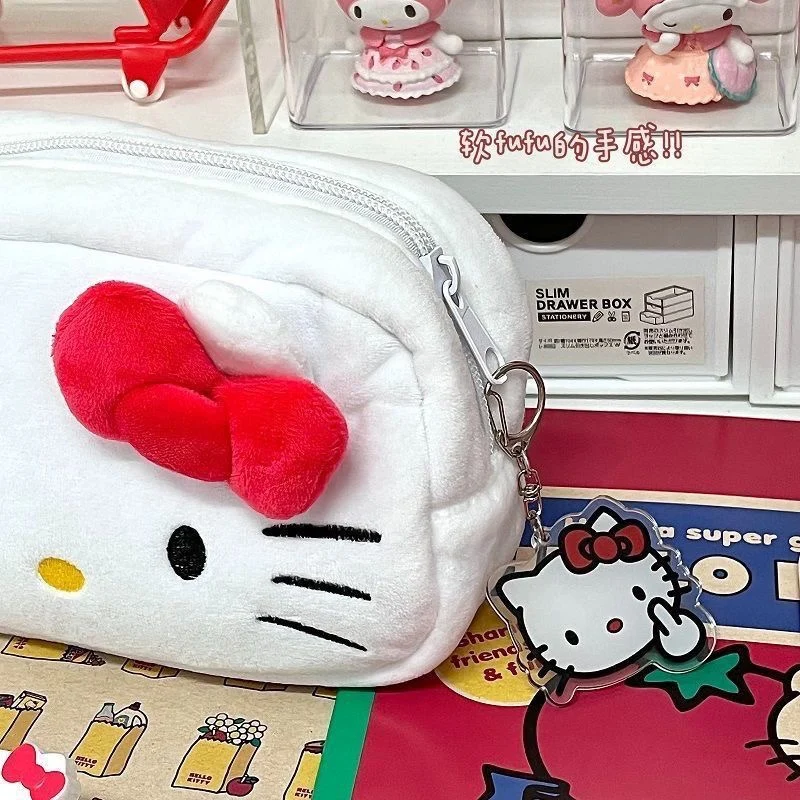 Kitty Pochacco Cute Plush Japanese Ins Style Pencil High-capacity Case Pencil Case Student Stationery KT Cat Cartoon Gift