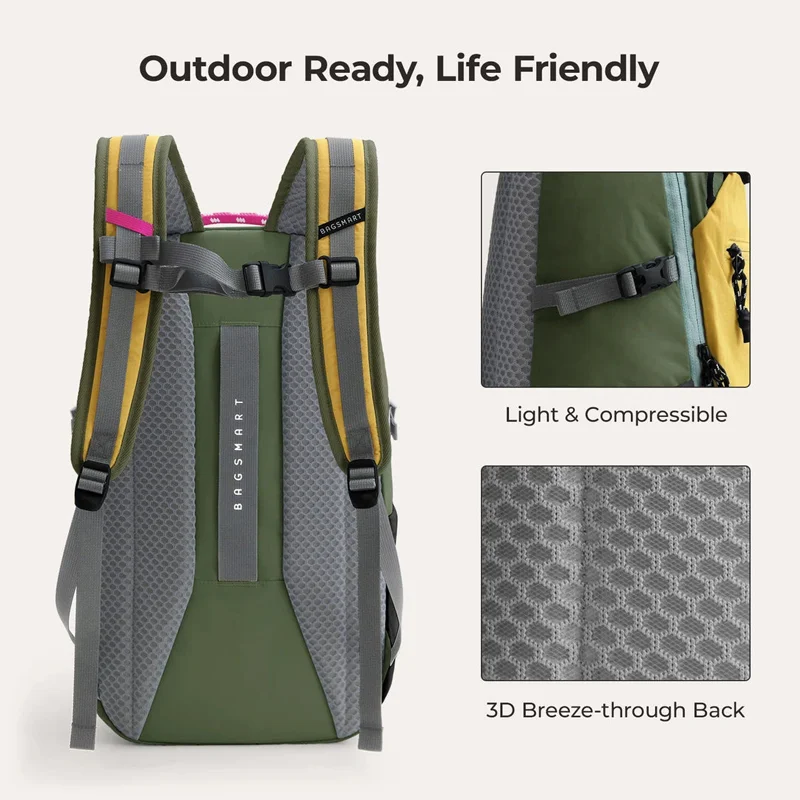 BAGSMART 14 Inch Laptop Backpack 20L Faro Light Backpack Water-resistant Outdoor Backpack for Commutes Ultra-durable Laptop Bag