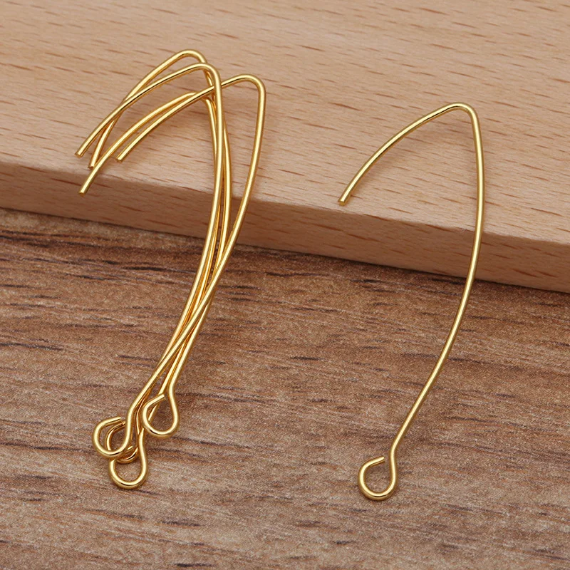 

200 PCS 38mm*11mm Copper Long Ear Hook Base Setting Gold/ Silver Color Antique Bronze Earrings Accessories For Jewelry Making