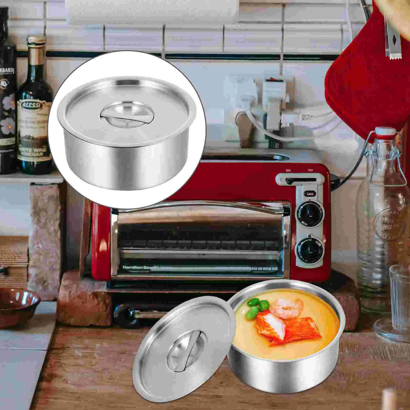 

Metal Container with Lid Steamed Egg Bowl Steel Household Ramen Bowls Rice Stew Ramen