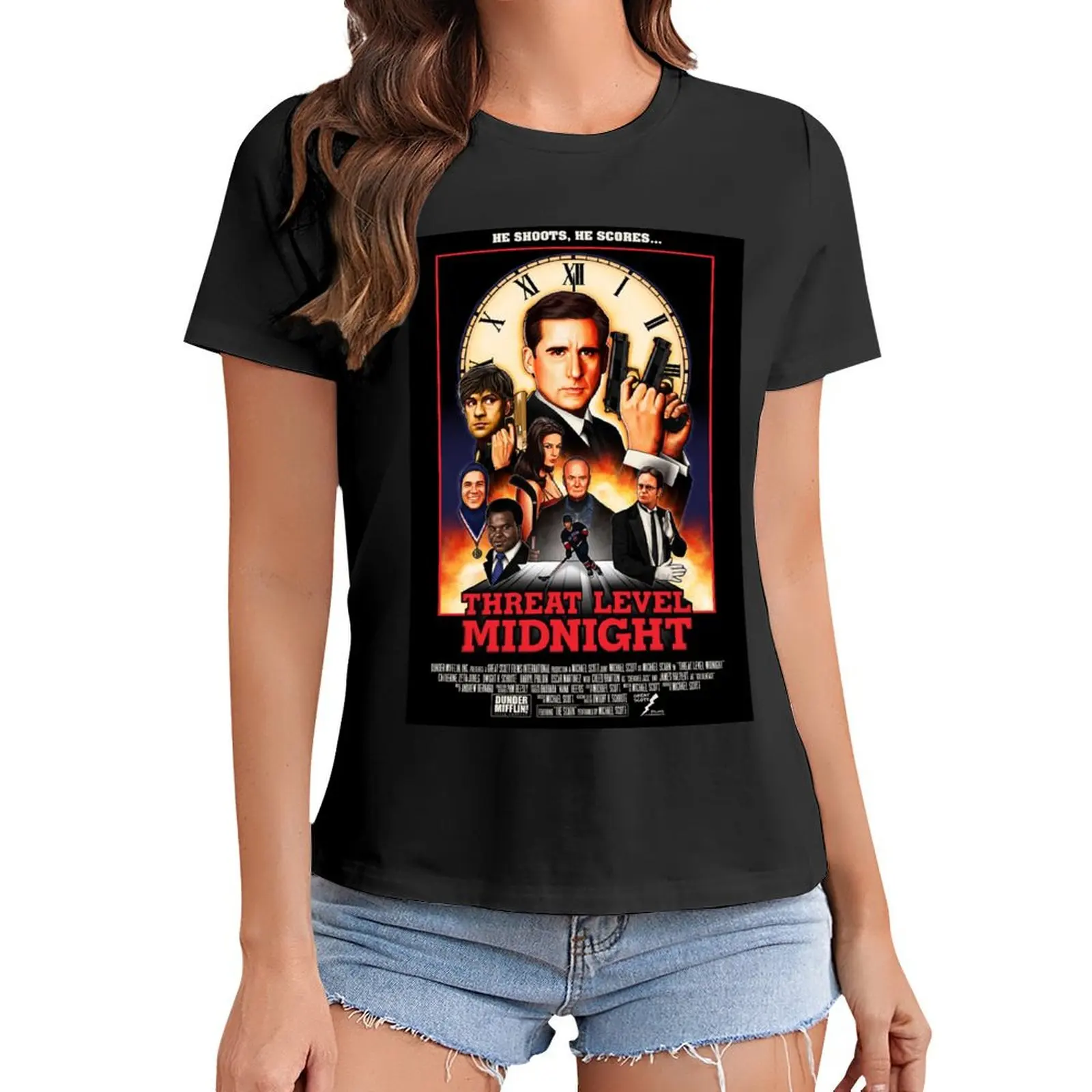 

Threat Level Midnight T-Shirt new edition summer top blanks tops Women